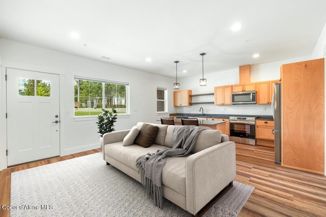 50 Carnelian Ave Unit 203, Ponderay, ID 83852 - living room with recessed lighting and light wood-style floors