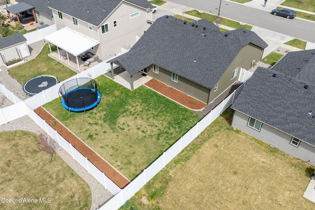 bird's eye view featuring a residential view