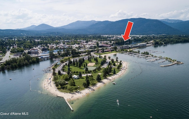720 N 3rd Ave Unit 12, Sandpoint, ID 83864 - drone / aerial view of a water and mountain view