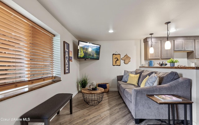 720 N 3rd Ave Unit 12, Sandpoint, ID 83864 - living room featuring light wood-style flooring, baseboards, and recessed lighting