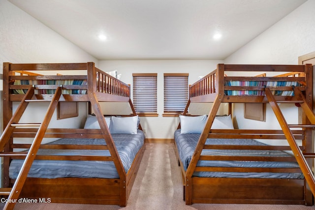 bedroom with recessed lighting and carpet flooring