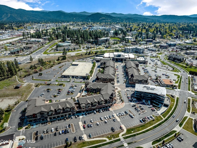 aerial view with a mountain view