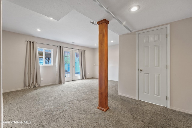 956 N Armstrong Dr, Coeur Dalene, ID 83814 - carpeted spare room featuring french doors, recessed lighting, baseboards, and ornate columns
