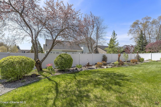 view of yard featuring a fenced backyard