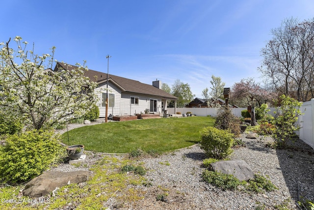 view of yard featuring a fenced backyard