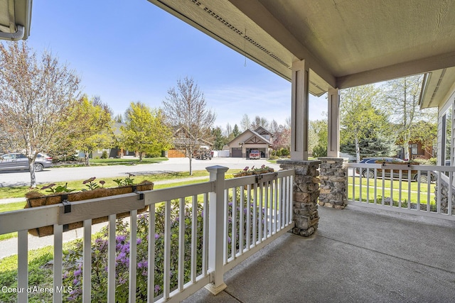 balcony with a porch and a residential view