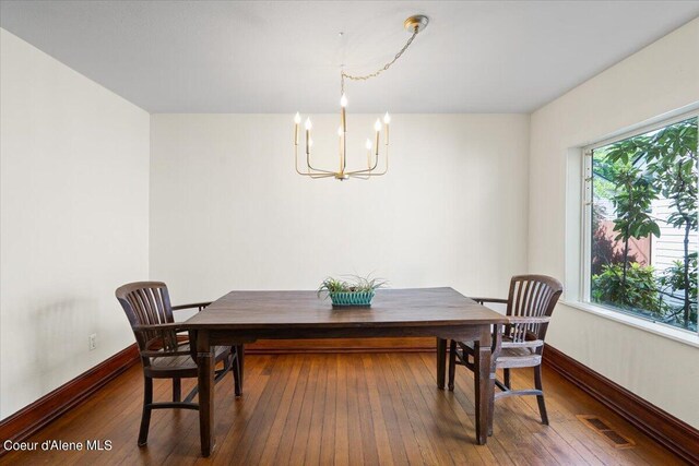 917 E Young Ave, Coeur Dalene, ID 83814 - dining space featuring a chandelier, baseboards, and hardwood / wood-style flooring