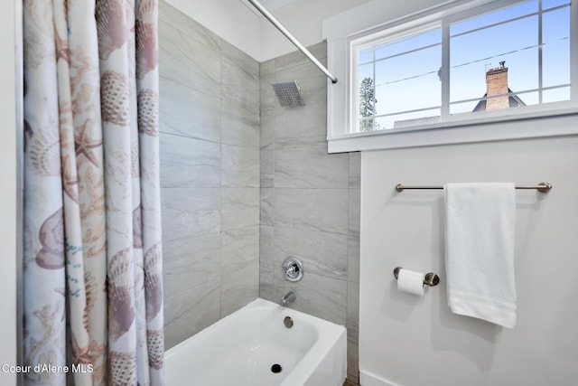 full bathroom with shower / bath combo