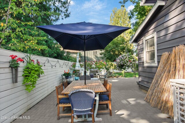 419 N Park Dr, Coeur Dalene, ID 83814 - view of patio featuring outdoor dining area and fence