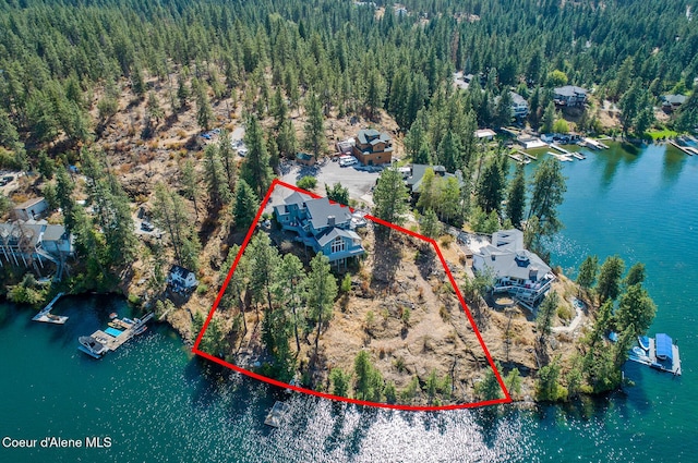 255 S Theresa Terrace Dr, Post Falls, ID 83854 - birds eye view of property featuring a water view and a view of trees