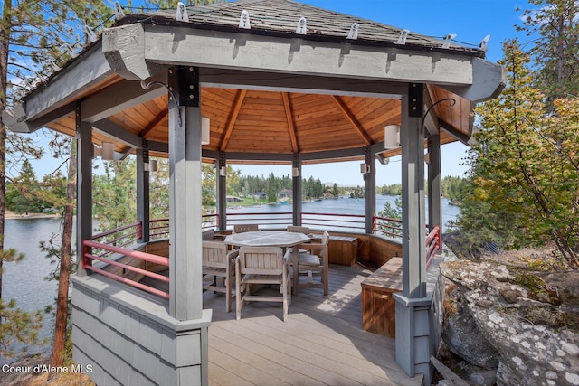 255 S Theresa Terrace Dr, Post Falls, ID 83854 - view of dock with a gazebo, outdoor dining area, and a deck with water view