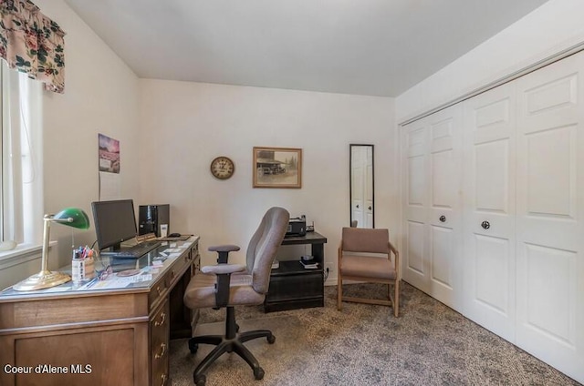 view of carpeted office space