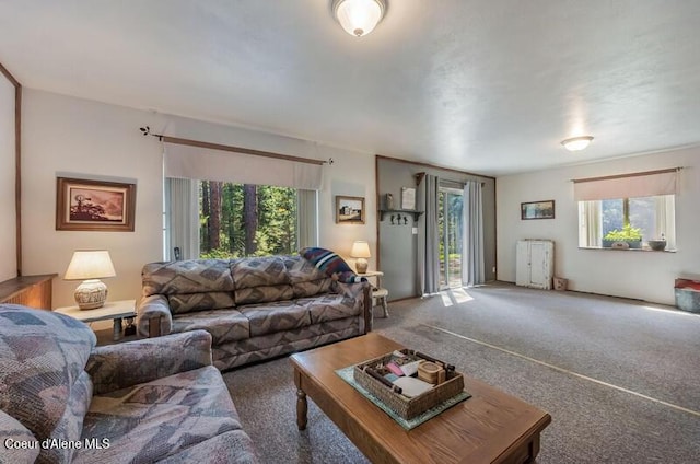 living room featuring carpet
