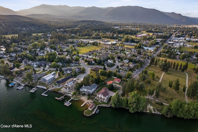 1100 S Division Ave, Sandpoint, ID 83864 - aerial view featuring a water and mountain view and a residential view
