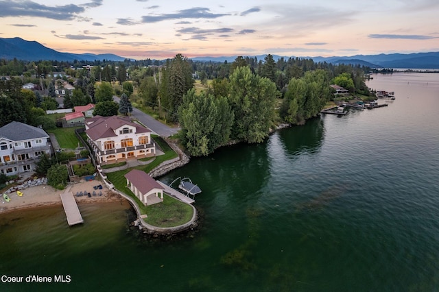 1100 S Division Ave, Sandpoint, ID 83864 - aerial view at dusk with a water and mountain view