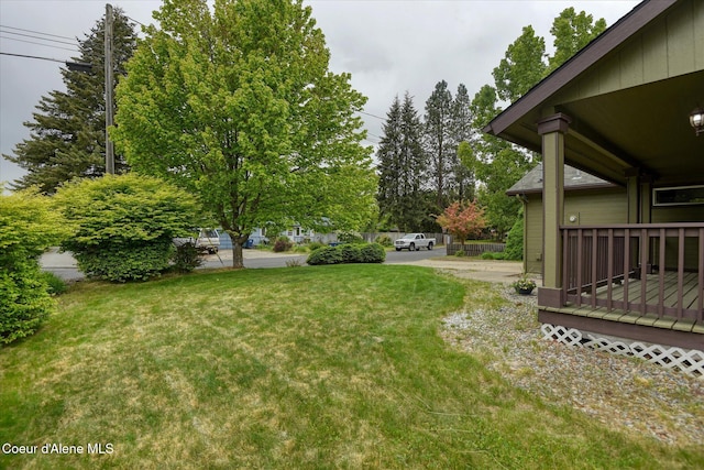 3310 N 17th St, Coeur Dalene, ID 83815 - view of grassy yard with a wooden deck