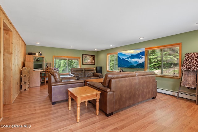 14105 E Marie Creek Rd, Coeur Dalene, ID 83814 - living area featuring baseboard heating, recessed lighting, and light wood-style floors