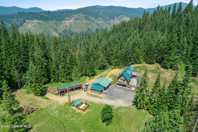14105 E Marie Creek Rd, Coeur Dalene, ID 83814 - birds eye view of property with a mountain view and a forest view