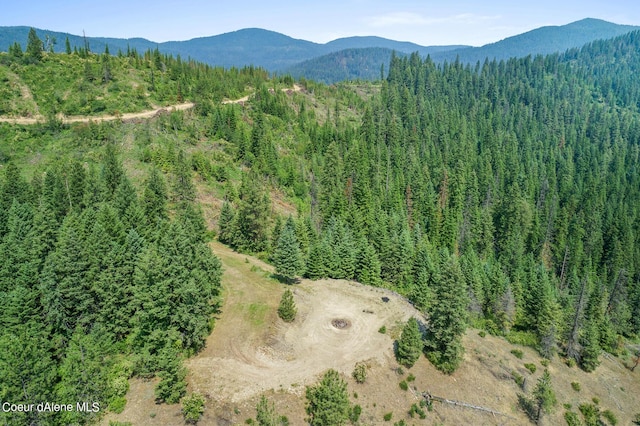 14105 E Marie Creek Rd, Coeur Dalene, ID 83814 - drone / aerial view with a mountain view and a forest view