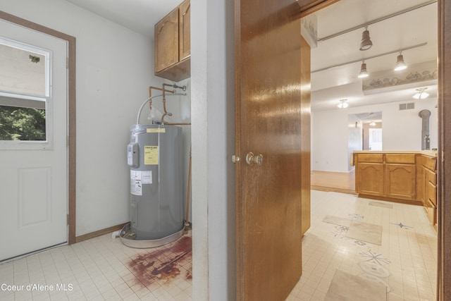 utility room with water heater and visible vents