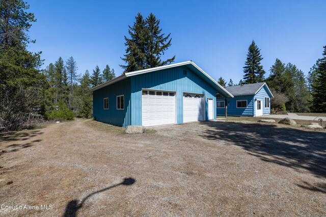 view of detached garage