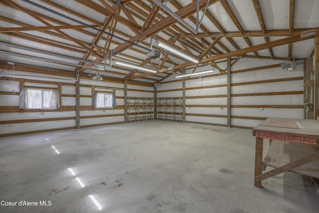 garage with a garage door opener