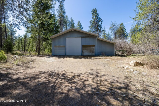 view of detached garage