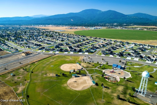 drone / aerial view with a mountain view