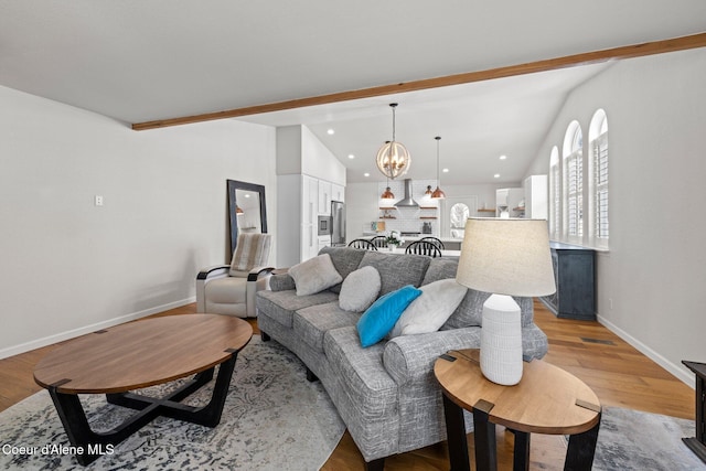 3515 N 7th St, Coeur Dalene, ID 83815 - living area with light wood finished floors, a chandelier, baseboards, and recessed lighting