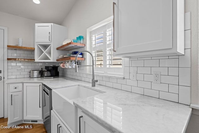 3515 N 7th St, Coeur Dalene, ID 83815 - kitchen featuring open shelves, a sink, white cabinetry, and recessed lighting