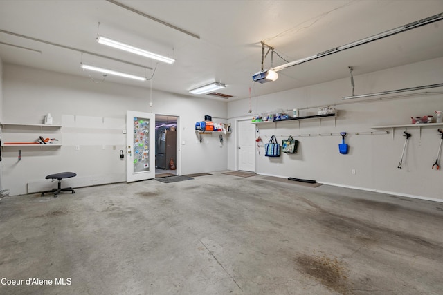 garage with a garage door opener