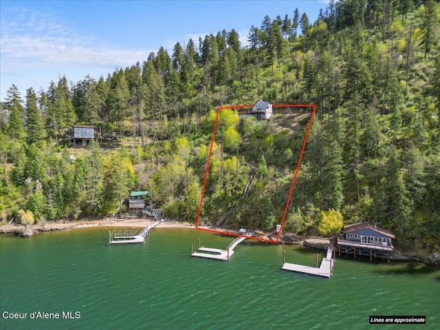 7809 E Bridger Trl, Harrison, ID 83833 - bird's eye view with a water view and a view of trees