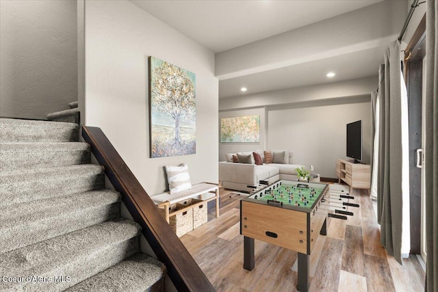7809 E Bridger Trl, Harrison, ID 83833 - rec room featuring recessed lighting and wood finished floors