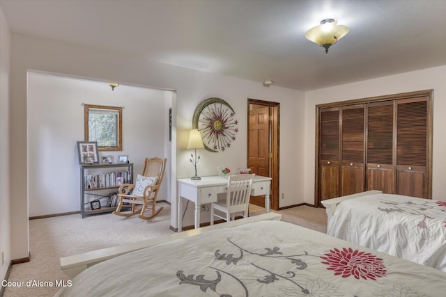 2885 S Folsom Ridge Rd, Coeur Dalene, ID 83814 - bedroom with light carpet, a closet, and baseboards