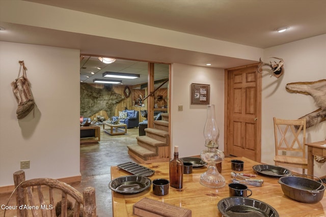 2885 S Folsom Ridge Rd, Coeur Dalene, ID 83814 - dining room featuring stairway, wood finished floors, and recessed lighting