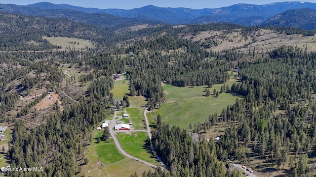 2885 S Folsom Ridge Rd, Coeur Dalene, ID 83814 - aerial view of property's location with a mountainous background and a forest