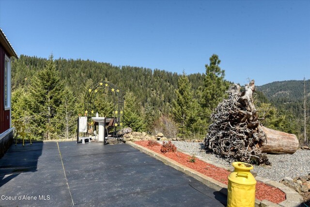 2885 S Folsom Ridge Rd, Coeur Dalene, ID 83814 - view of patio featuring a view of trees