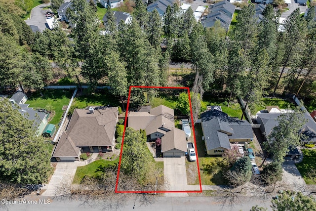 aerial view with a residential view