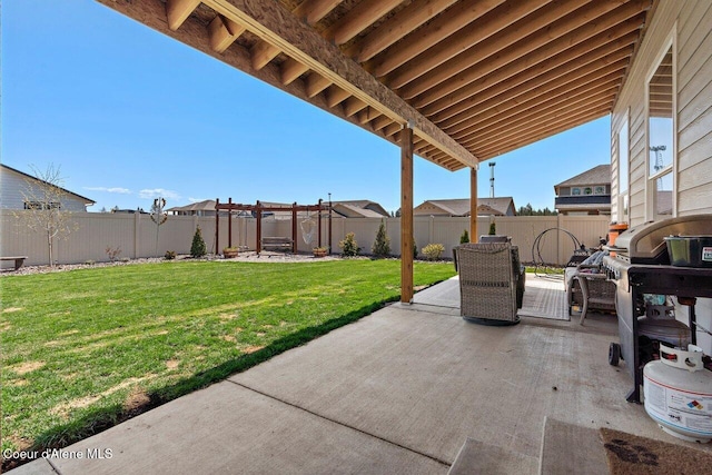 view of patio featuring a fenced backyard