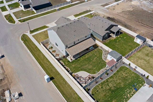 bird's eye view with a residential view
