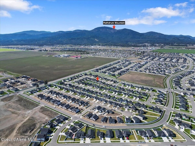 aerial view with a mountain view