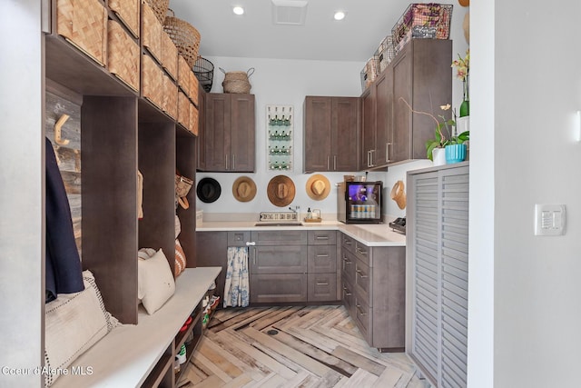mudroom with recessed lighting