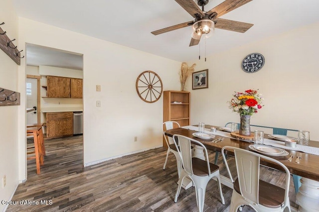 820 Plum Ln, Saint Maries, ID 83861 - dining room featuring a ceiling fan and dark wood finished floors