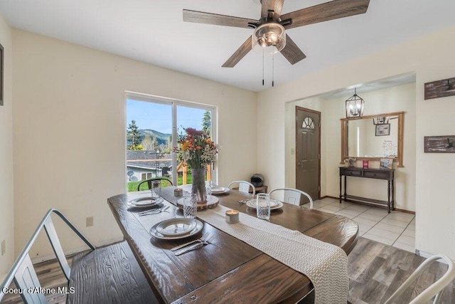820 Plum Ln, Saint Maries, ID 83861 - dining space featuring light tile patterned floors and ceiling fan