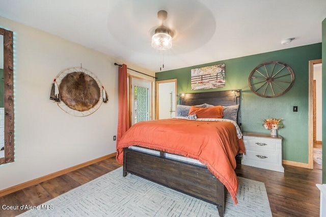 820 Plum Ln, Saint Maries, ID 83861 - bedroom with a ceiling fan, baseboards, and wood finished floors