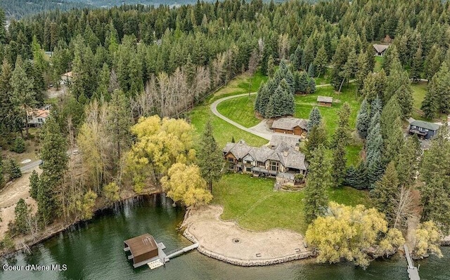 7566 E Gem Shores Rd, Hayden, ID 83835 - bird's eye view with a water view and a forest view