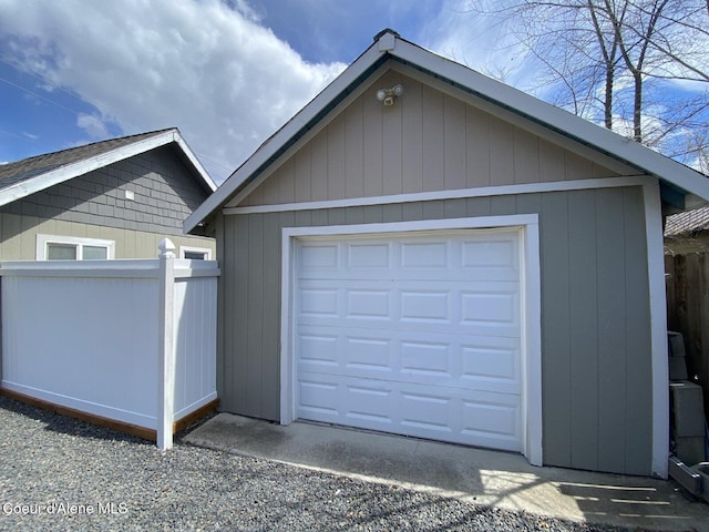 view of detached garage