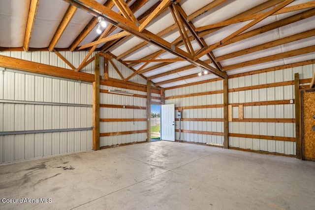 garage with metal wall