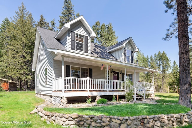 130 Stone Haven Dr, Blanchard, ID 83804 - view of front of house featuring a porch and a front yard