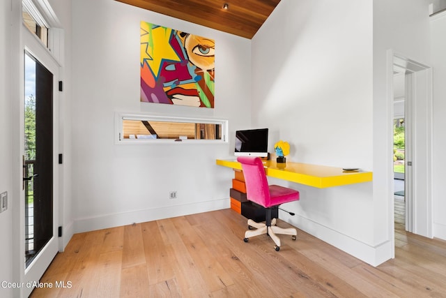 172 Elk Hills Rd, Sandpoint, ID 83864 - office area with wood finished floors and baseboards
